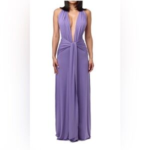94. Naked Wardrobe $128 Plunge Elegant Purple Halter Maxi Dress in purple